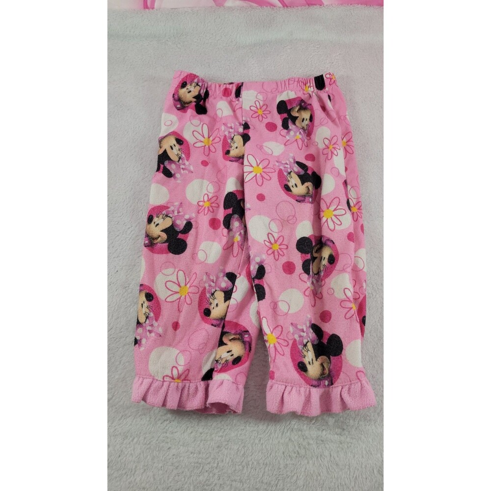 Vintage Minnie Mouse Pajama Pants Pink White Polka Dot Floral Kids 18M Sleepwear